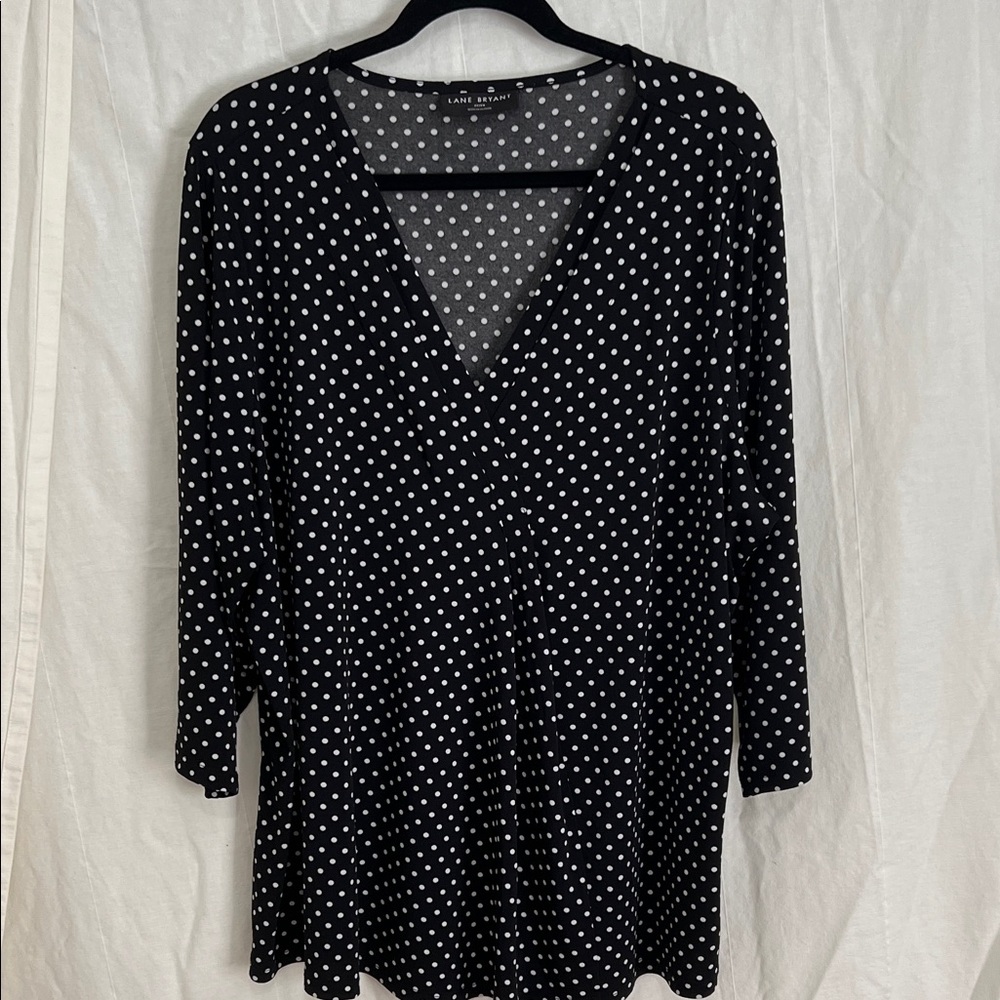 Lane Bryant Black and White Polka Dot Blouse